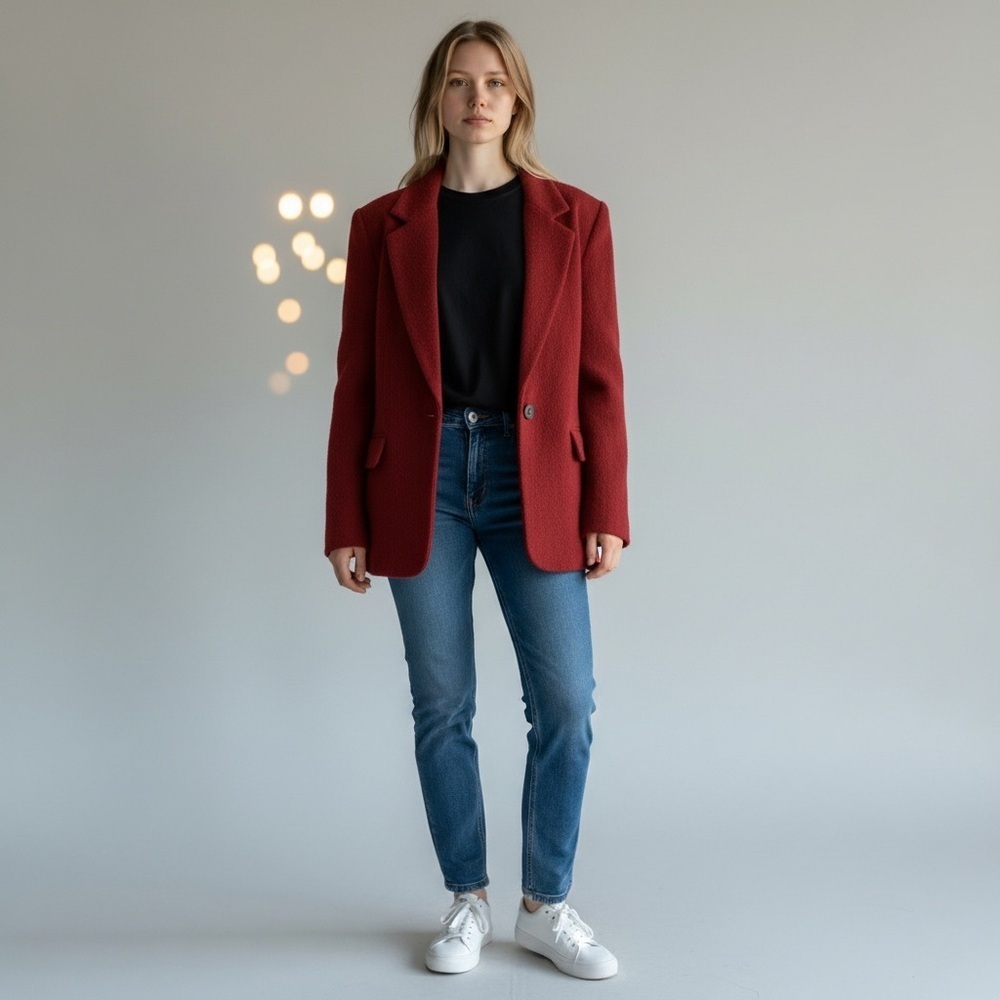 Vintage Harve Benard  by Benard Holtzman Women's Burgundy Pea Coat PERFECT - Picture 3 of 11